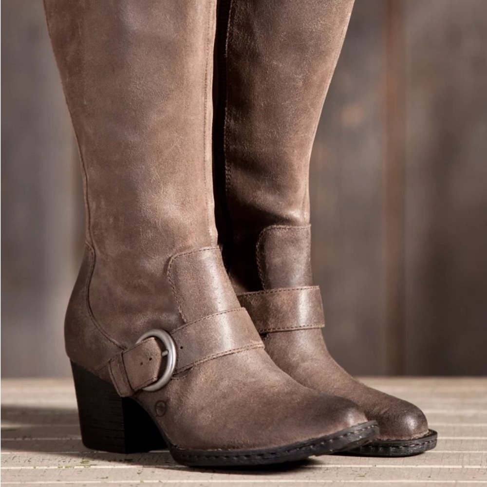 Born Shaylee Tall Distressed Leather Boots size 9.5